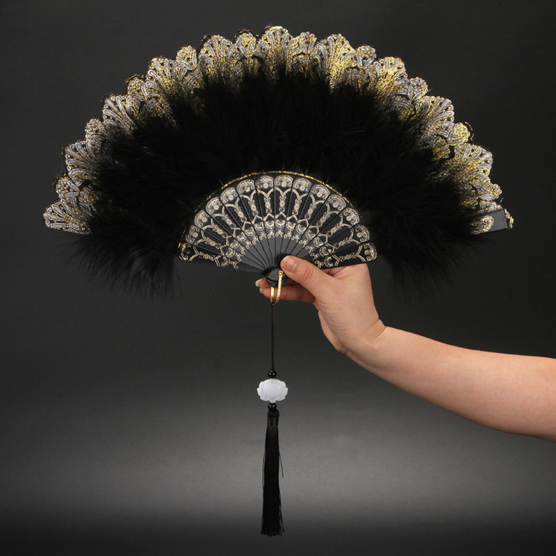 로리타 화려한 깃털 부채