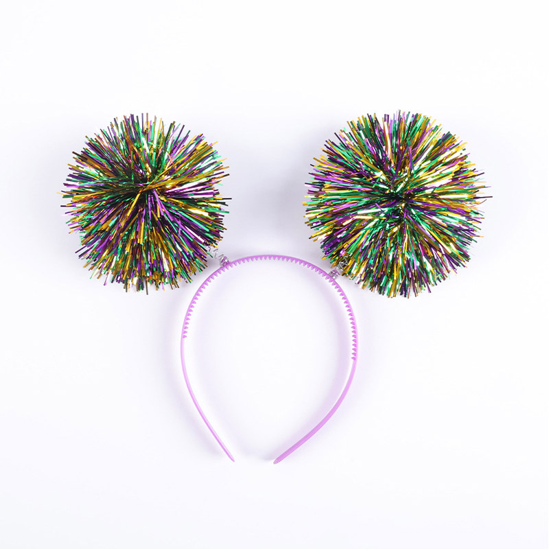 Mardi Gras Pom Poms 틴셀 헤드 밴드