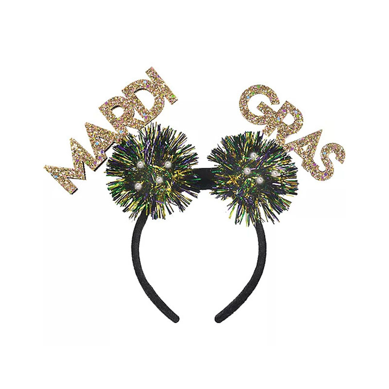 Mardi Gras 단어 반짝이 머리띠